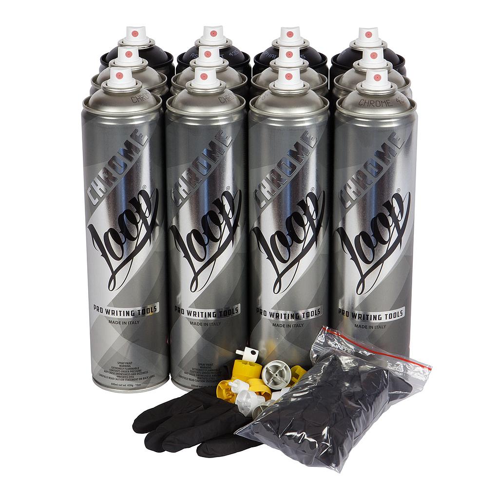 Loop Spray Paint 600ml 12-Pack, Chrome A