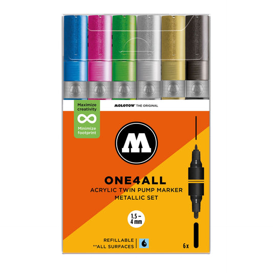 Molotow ONE4ALL Twin Marker 6set  Metallic