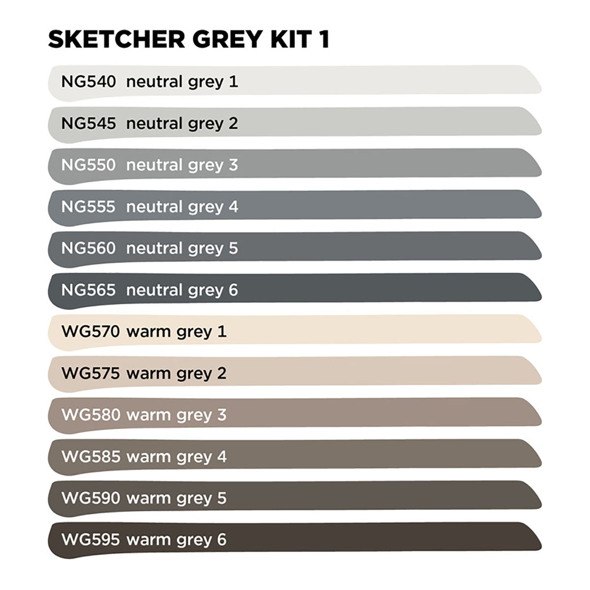 Molotow Sketcher Twin Marker 12 Set Grey Kit 1