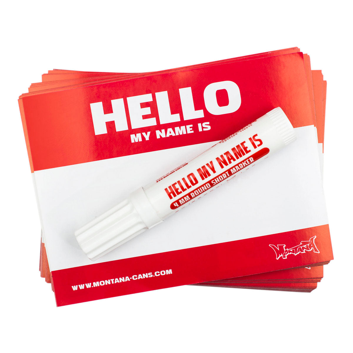 Montana Hello My Name Is Sticker 100-pack Red