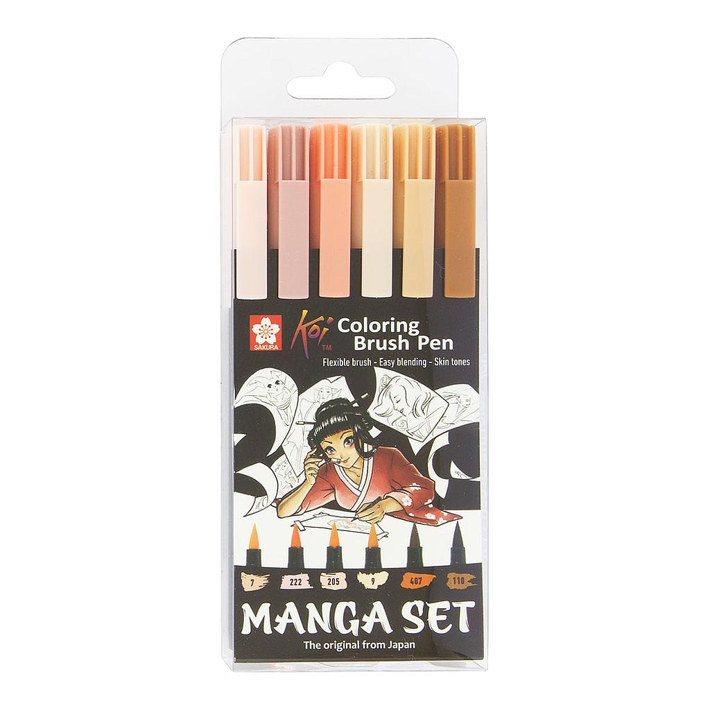 Sakura Koi Coloring Brush Pen 6 set, Manga Colors – UNFADE