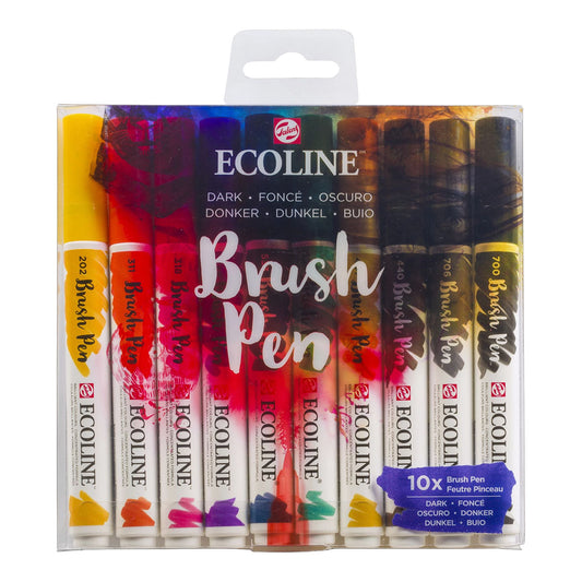 Talens Ecoline Brush Pen 10 set, Dark Colors