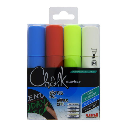 Uni Chalk Marker PWE-8K Broad, 8 mm 4 Set