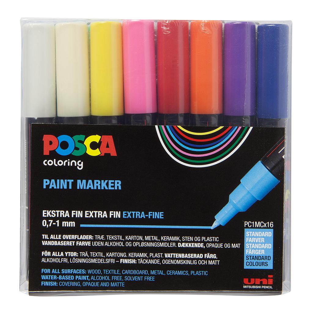 Posca Marker Label Uni Posca Markers PC-1M, 16set Standard Colours – UNFADE