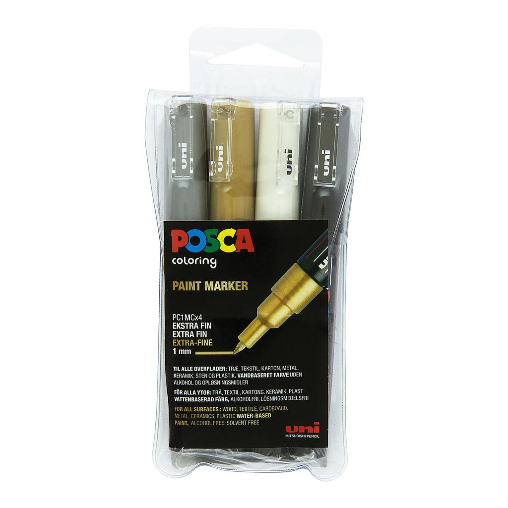Posca Marker Label Uni Posca Markers PC-1M, 4 set Metallic – UNFADE