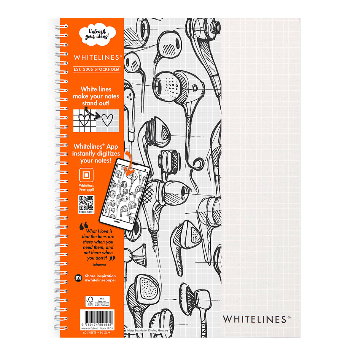 Whitelines A4 Wirebound Notebook Squared