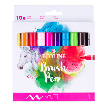 Talens Ecoline Brush Pen 10 set, Bright Colors