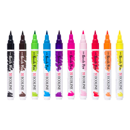 Talens Ecoline Brush Pen 10 set, Bright Colors