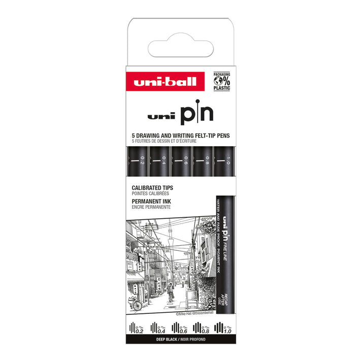 Uni Pin Fine Line Pens Classic-2 5 Set, Black – UNFADE