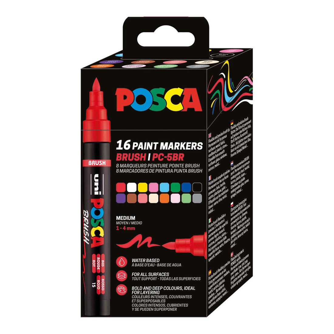 Posca Pen Shell Uni Posca Markers PC-5BR, Brush Pen 16 Set – UNFADE