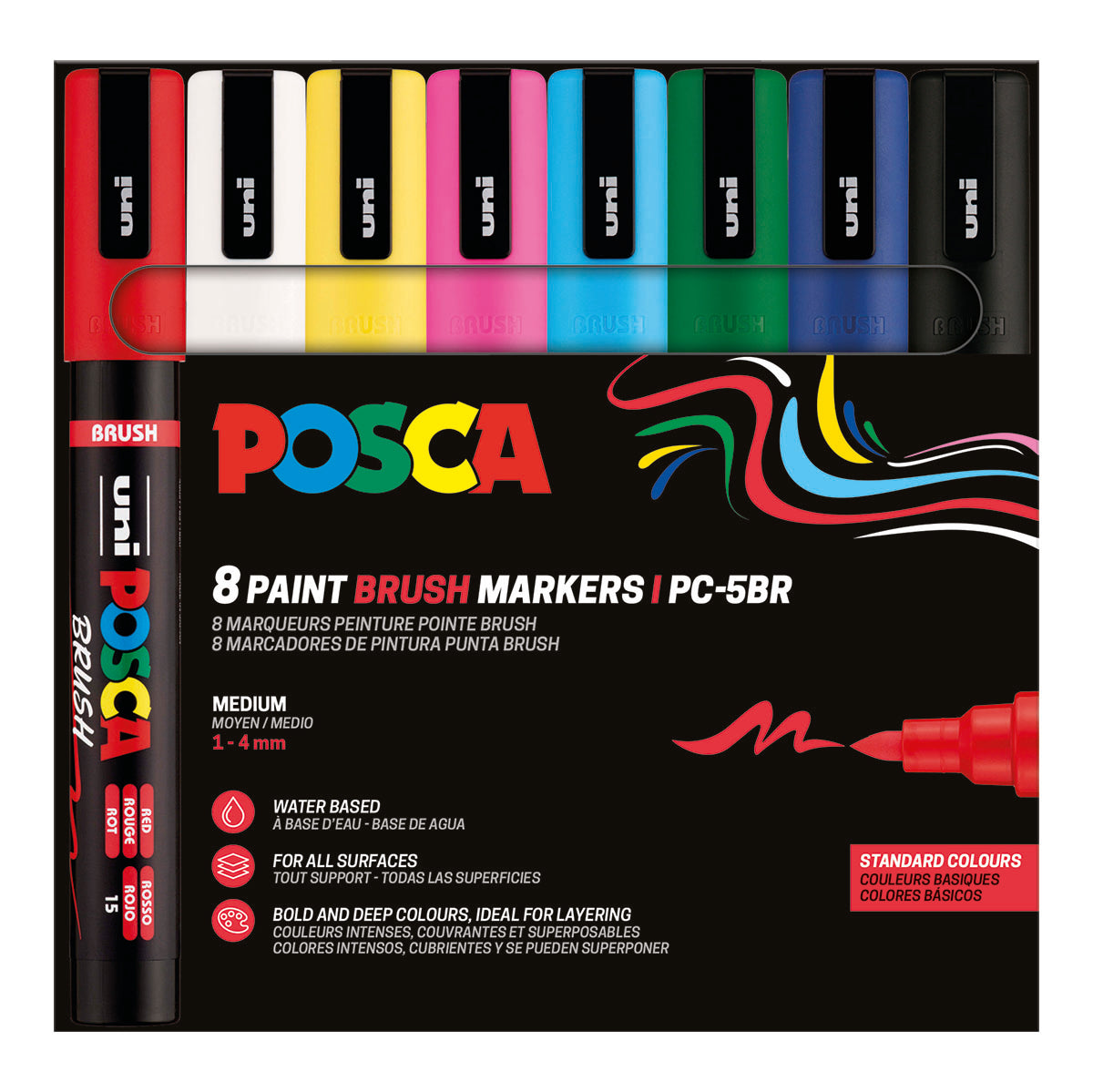 Uni Posca Markers PC-5BR, Brush Pen 8 Set