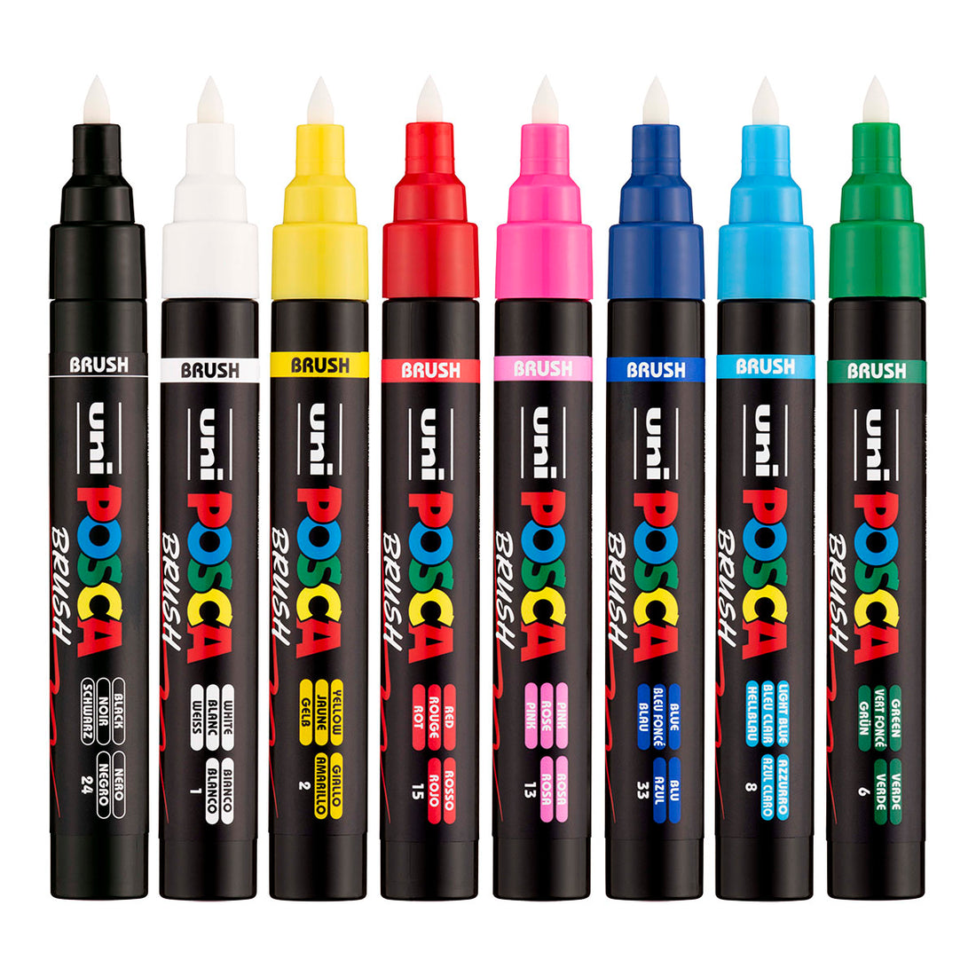 Uni Posca Markers PC-5BR, Brush Pen 8 Set – UNFADE